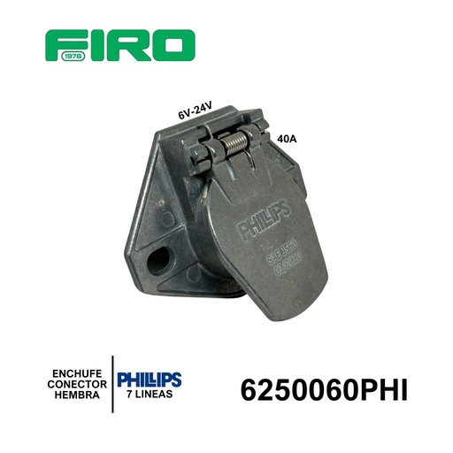 [6250060PHI] CONECTOR HEMBRA 7 LINEAS 6-24V 40A PHILLIPS METALICO =6250060