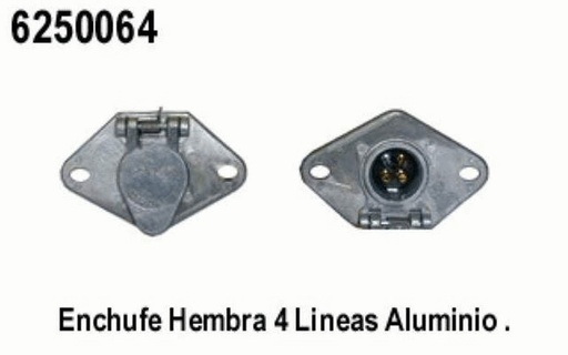 [6250064] ENCHUFE O CONECTOR 4 LINEAS HEMBRA  ALUMINIO