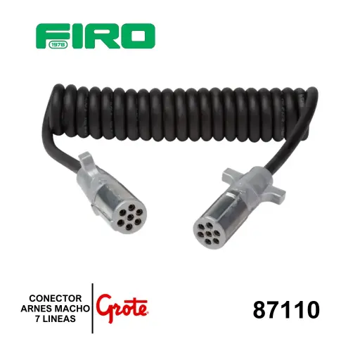 [87110] CONECTOR ARNES MACHO 7 LINEAS 12 PIES NEGRO GROTE  =6250251-1