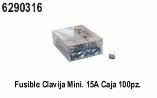 [6290316] FUSIBLE CLAVIJA MINIATURA 15A. AZUL 100 PZS.=6290315