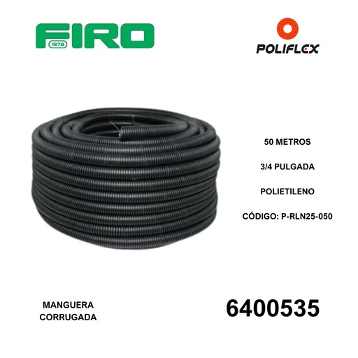 [6400535] MANGUERA CORRUGADA 3/4  50 MTS NEGRA