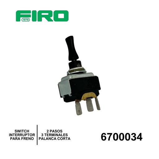 [6700034] SWITCH INTERRUPTOR 2 PASOS 3 TER. PALANCA CORTA P/FRENO=034L