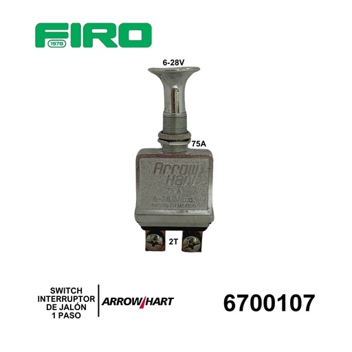 [6700107] SWITCH INTERRUPTOR 1 PASO 2 TER. TIRON 75A  ARROW H.=105=108