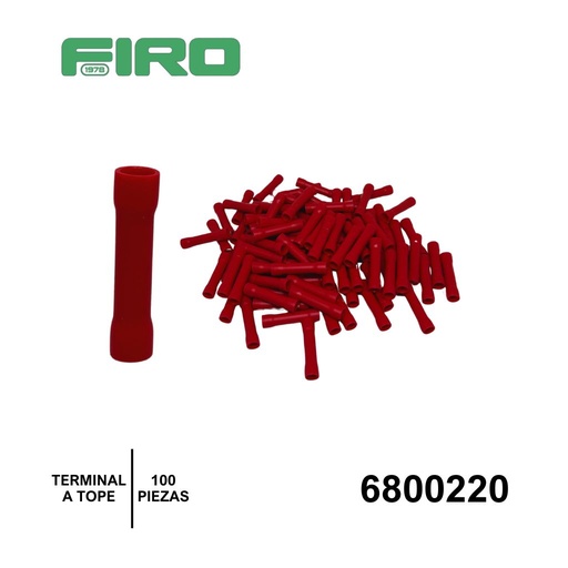 [6800220] TERMINAL O CONECTOR A TOPE ROJA 22-16 BOLSA 100 PZS.