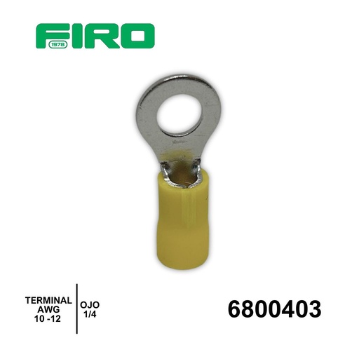 [6800403] TERMINAL AMARILLA OJO 1/4 6.4MM  AWG 10-12 BOLSA 100 PZS.