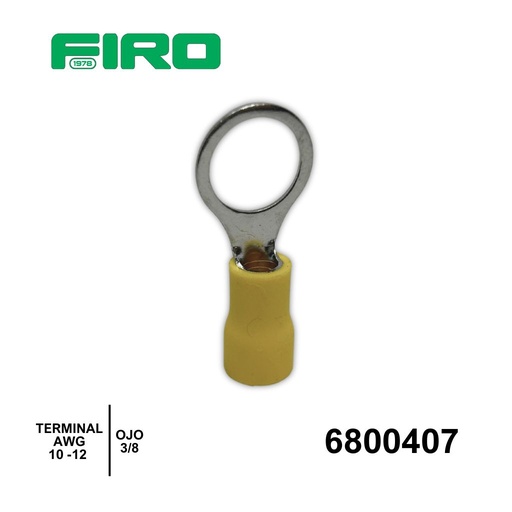 [6800407] TERMINAL 3/8 OJO AMARILLA 10-12 AWG BOLSA DE 100 PZS