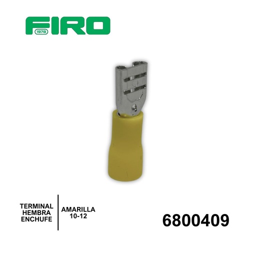 [6800409] TERMINAL HEMBRA ENCHUFE AMARILLA 10-12 BOLSA D.(100)PZA=409D