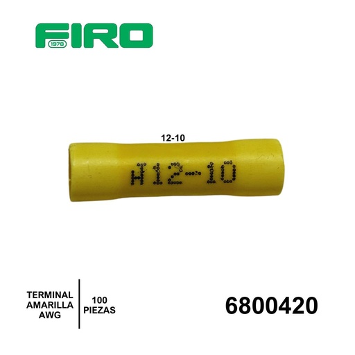 [6800420] TERMINAL CONECTOR A TOPE AMARILLO 12-10 AWG    100 PZS   .