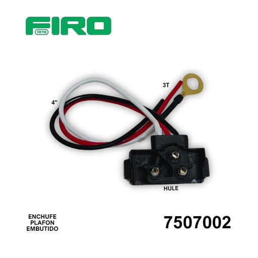 [7507002] ENCHUFE PLAFON EMBUTIDO HULE 3T 4 PUGADAS