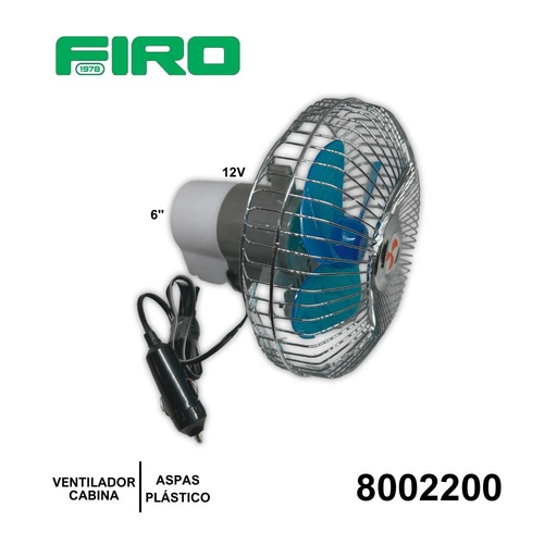 [8002200] VENTILADOR CABINA 12V 6" FIERRO CROMADO FIJO
