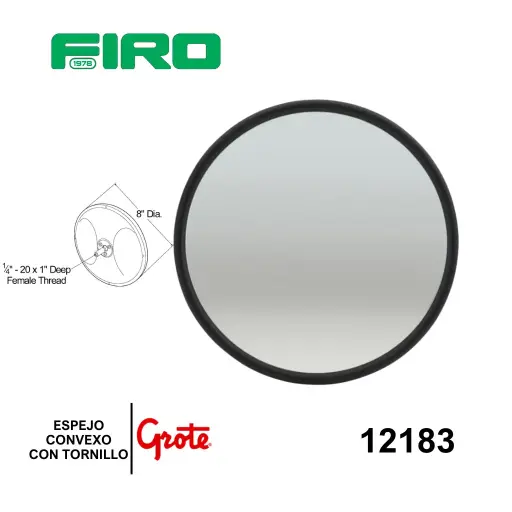 [12183] ESPEJO CONVEXO 8" C/TORNILLO GROTE ACERO INOXIDABLE