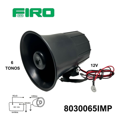 [8030065IMP] ALARMA 6 TONOS 12V TIPO SIRENA UNIVERSAL = 8030065