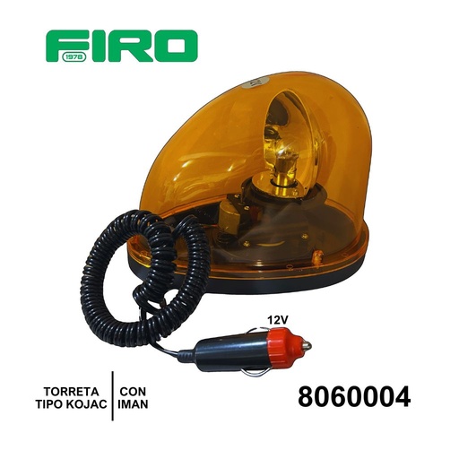[8060004] TORRETA AMBAR 12V TIPO KOJAC (GOTA) CON IMAN