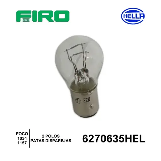 [6270635HEL] FOCO 1034/1157 2 POLOS P/DISPAREJAS 24V HELLA=6270635