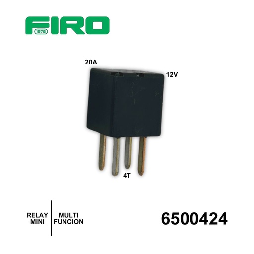[6500424] RELAY MINI 12V 20A CUADRADO 4T MULTIFUN.