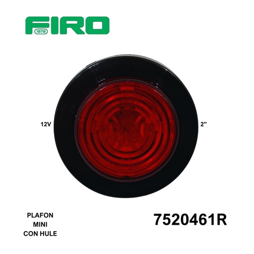 [7520461R] PLAFON REDONDO 2" ROJO 12V. HULE MINI=7507461ER
