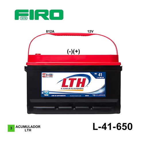 [L-41-650] ACUMULADOR LTH L-41-650 12V 812A (-)(+) <CASCO (3)(M)