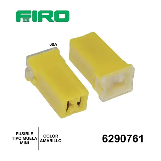 [6290761] FUSIBLE TIPO MUELA MINIATURA 60A. AMARILLO