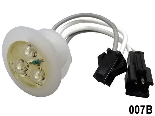 [007B] LUZ LED 5/8" BLANCO 3 LED REDONDA  P/EMBUTIR 2 ARNESES