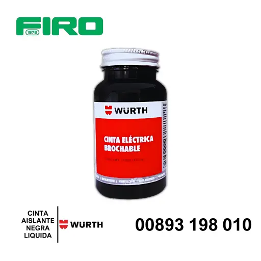 [00893 198 010] CINTA AISLANTE LIQUIDA NEGRA CON BROCHA APLICADORA 118ml WURTH