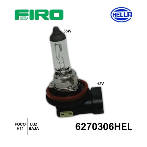 [6270306HEL] FOCO H11 12V 55W BAJA AUTOS NUEVOS HELLA =6270306=6270306IMP