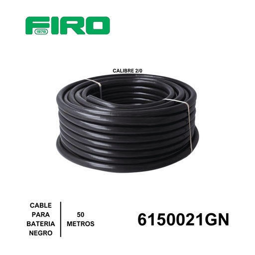 [6150021GN] CABLE BATERIA 2/0 POR (50) MTS NEGRO GEM