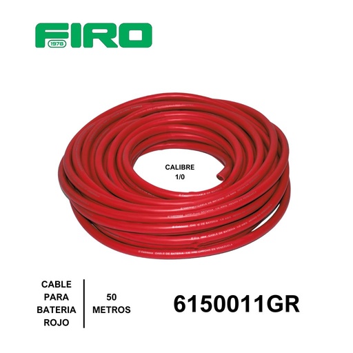 [6150011GR] CABLE BATERIA 1/0 POR (50) MTS ROJO    GEM