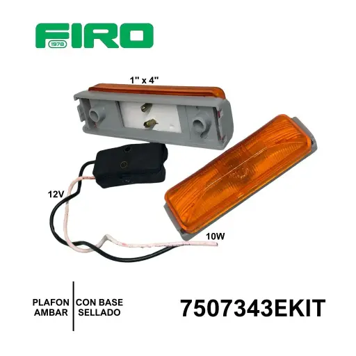 [7507343EKIT] PLAFON 1" X 4" 12V 10W C/BASE AMBAR  SELLADO=7520343NKIT