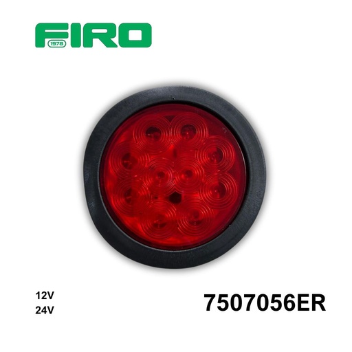 [7507056ER] PLAFON 4" 12V/24V 10 LED ROJO HULE/GROMMET P/EMBUTIR