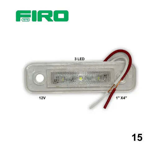 [15] LUZ PLANA 1X4" 12V 0.5W 6 LED BLANCO RECTANGULAR