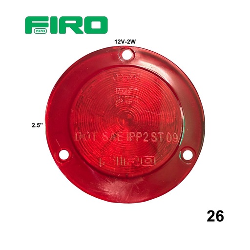 [26] #26 LUZ PLANA 2.5" 12V 0.6W 12 LED ROJO REDONDO 26M/26MST