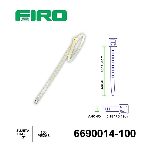 [6690014-100] SUJETA CABLE 14" 100PZ  (13.75"X1.89") (350MMX4.8MM DE NYLON