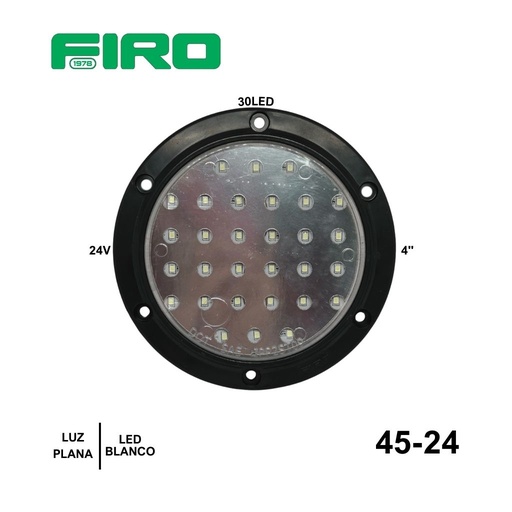[45-24] LUZ PLANA 4" 30 LED BLANCO REDONDO 24V
