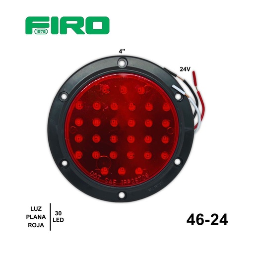 [46-24] LUZ PLANA 4" 30 REDONDA ROJO (24V) 30 LED=46M