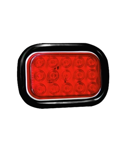 [7507470RL] LAMPARA RECTANGULAR 12V-24V 12 LED ROJO C/GROMMET Y CONECTOR