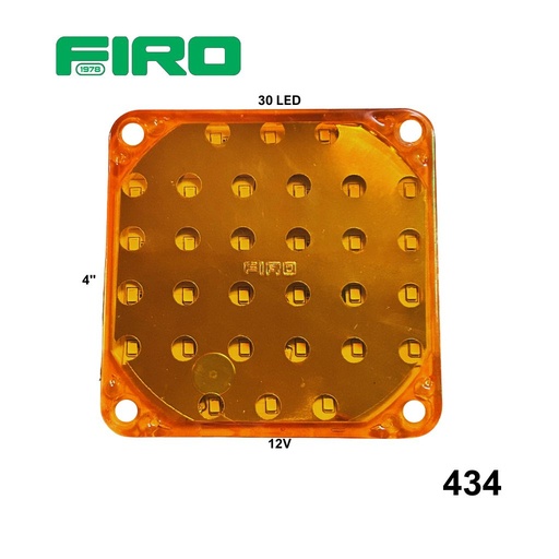 [434] LUZ PLANA 4" 30 LED 12V CUADRADO 10X10CM AMBAR=434M