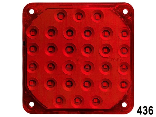[436] LUZ PLANA 4" 30 LED 12V CUADRADO 10X10CM ROJO=436M