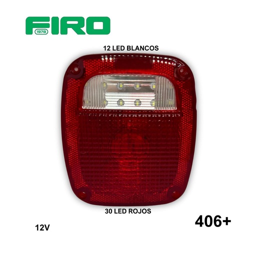 [406+] LUZ PLANA TIPO JEEP 12V 30 LED ROJOS 12 LED BLANCOS