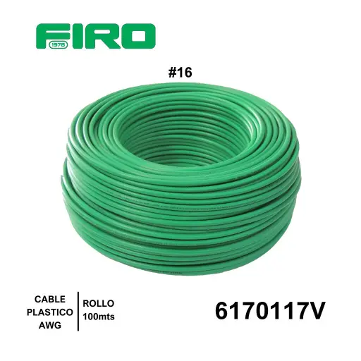 [6170117V] CABLE PLASTICO # 16 POR (100) MTS. ROLLO VERDE AWG