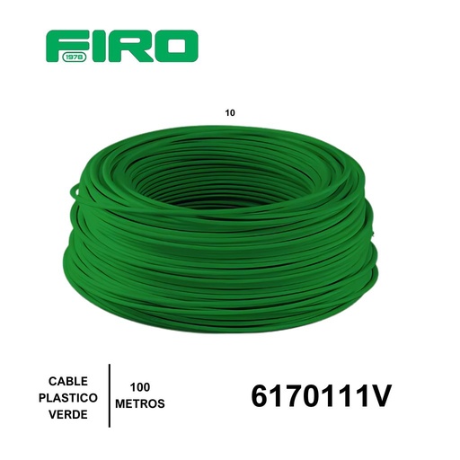 [6170111V] CABLE PLASTICO # 10 POR (100) MTS. ROLLO VERDE AWG
