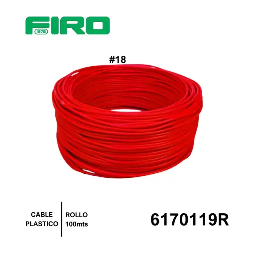 [6170119R] CABLE PLASTICO # 18 POR (100) MTS. ROLLO ROJO AWG