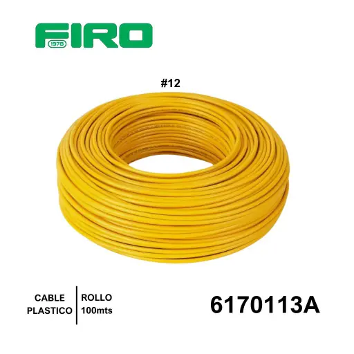 [6170113A] CABLE PLASTICO # 12 POR (100) MTS. ROLLO AMARILLO AWG