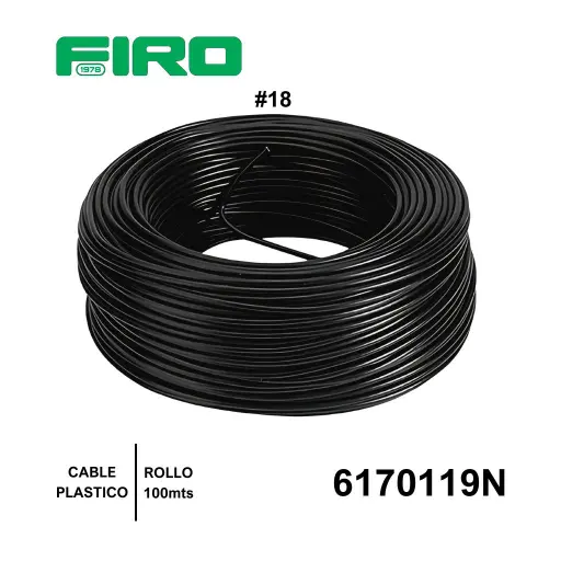 [6170119N] CABLE PLASTICO # 18 POR (100) MTS. ROLLO NEGRO AWG