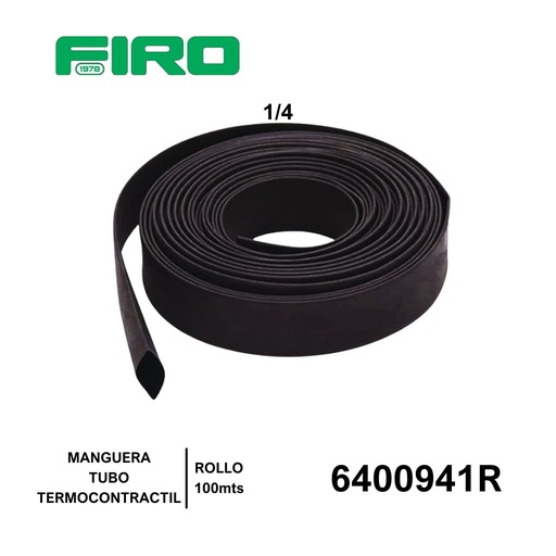 [6400941R] MANGUERA TUBO TERMOCONTRACTIL 06.35MM=1/4 NEGRO ROLLO 100M=941-10C