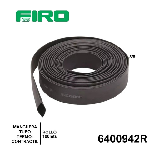 [6400942R] MANGUERA TUBO TERMOCONTRACTIL 09MM=3/8 NEGRO ROLLO 100MTS