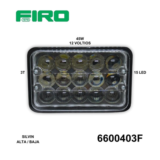 [6600403F] SILVIN H4656 12V 45W 15 (LED) 3T ALTA/BAJA 6000K IP68=A