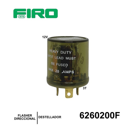 [6260200F] FLASHER DIRECCIONALES DESTELLADOR 12V 3T T TRIDON ******