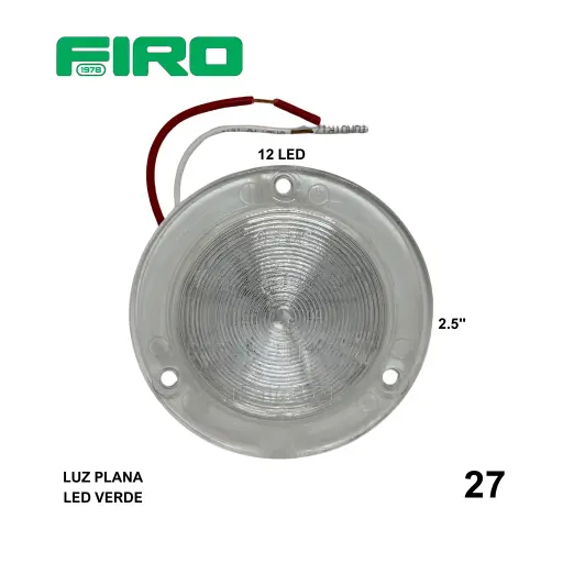 [27] #27 LUZ PLANA 2.5" 12 LED VERDES REDONDO