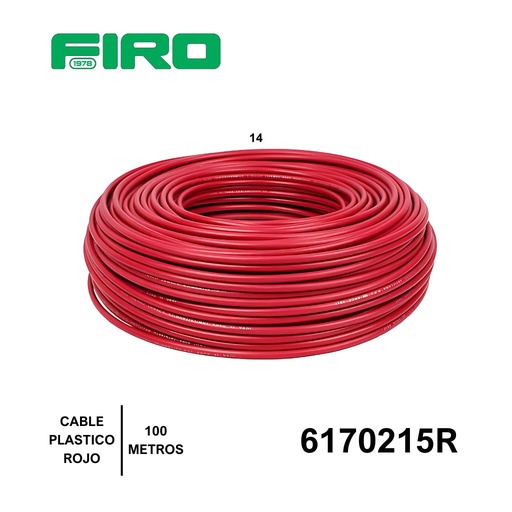 [6170215R] CABLE PLASTICO # 14 POR (100) MTS. ROLLO ROJO *CDC* AWG
