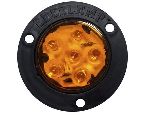 [7507461ECAL] PLAFON REDONDO 2" AMBAR 12V./24V. 6 LED C/BISEL NEGRO